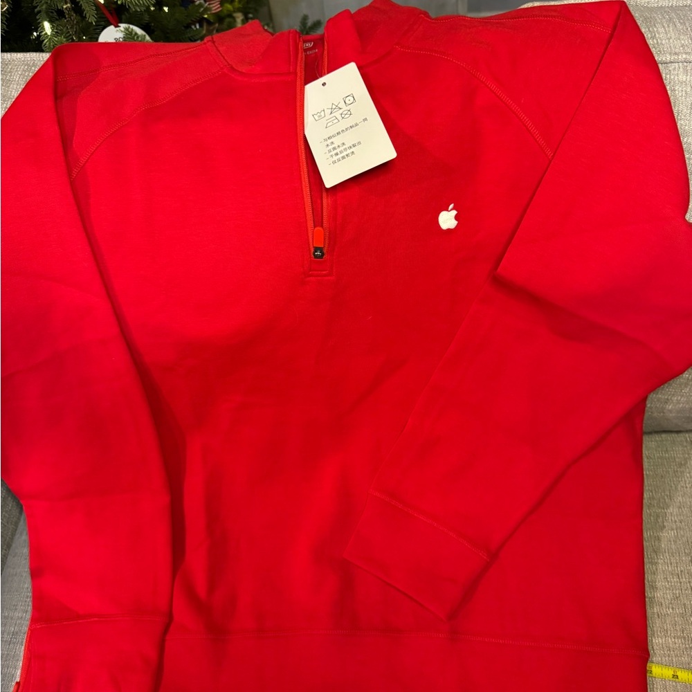 Red Half-Zip Sweatshirt with Logo